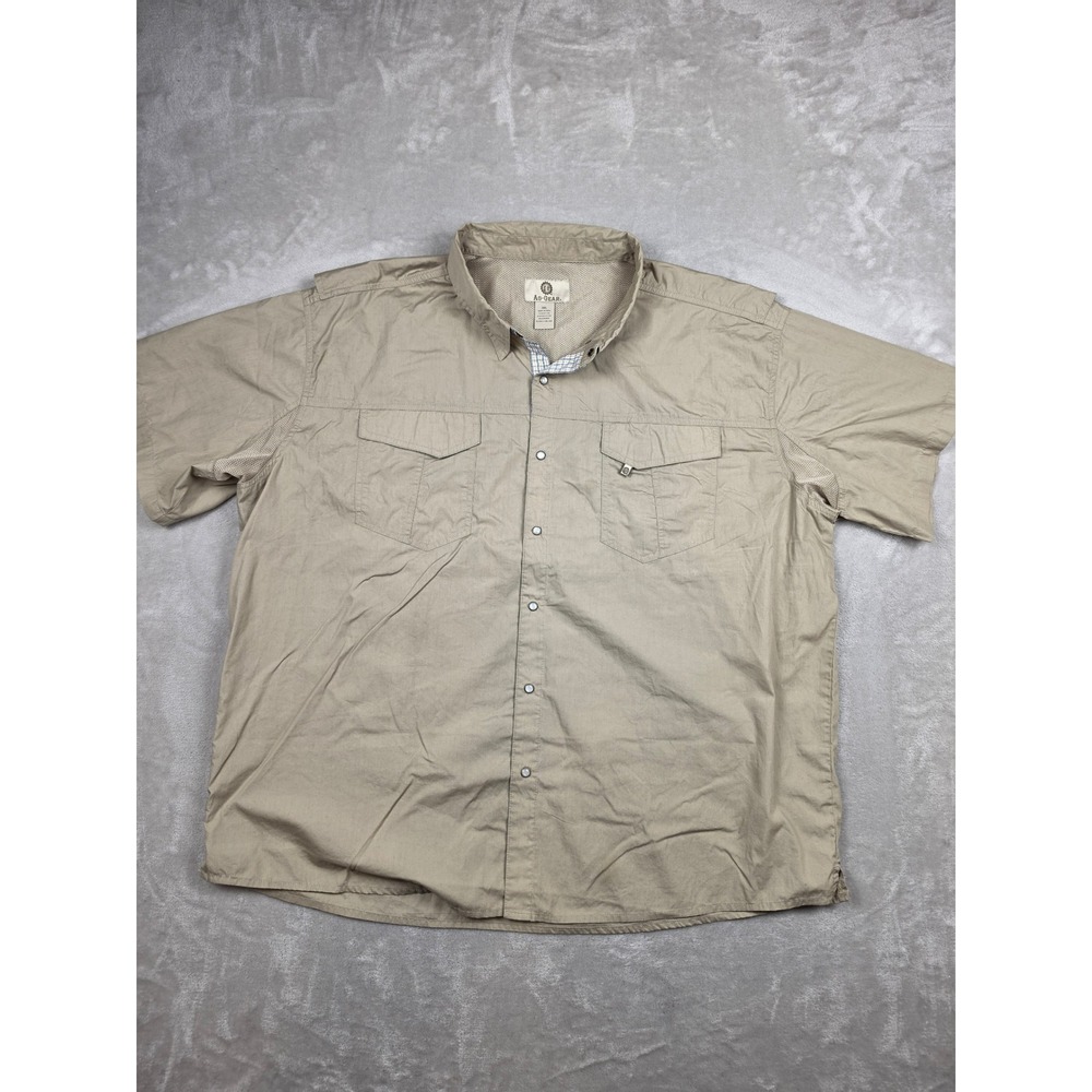 AG-GEAR Fishing Shirt Mens 3XL Tan Short Sleeve Vented Button Up Snap Outdoor